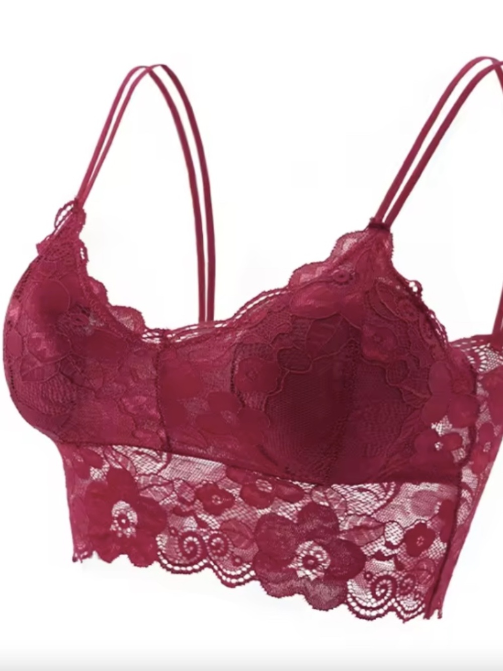 Women's Lace Bralette - Burgundy - Small